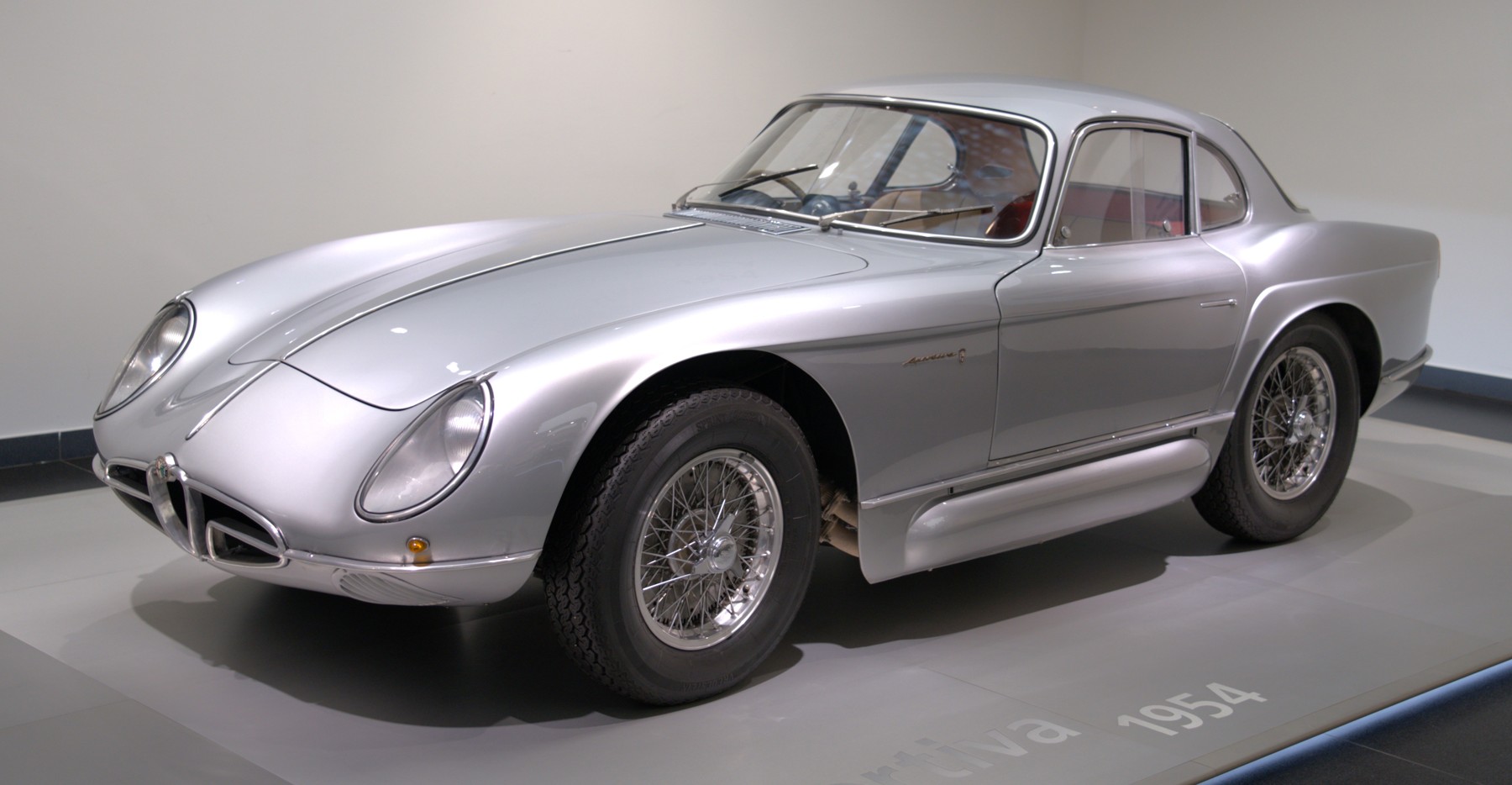 1954 Alfa Romeo 2000 Sportiva coupe at Museo Alfa Romeo, photographed in June 2025.