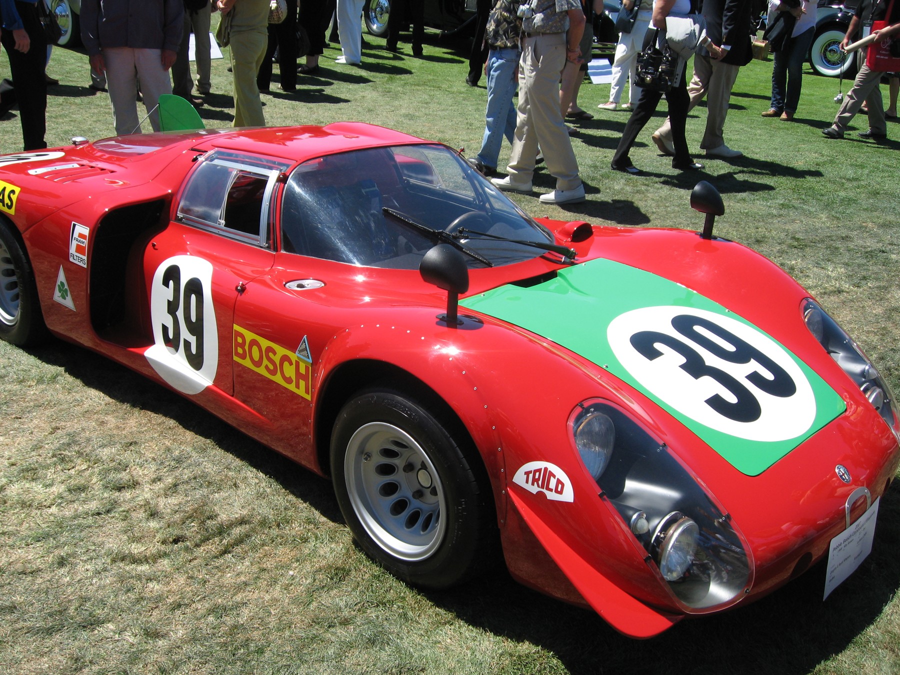 1968 Alfa Romeo 33/2 Tipo Le Mans long-tail coupe at Pebble Beach in August 2007; no individual chassis or race result is asserted.