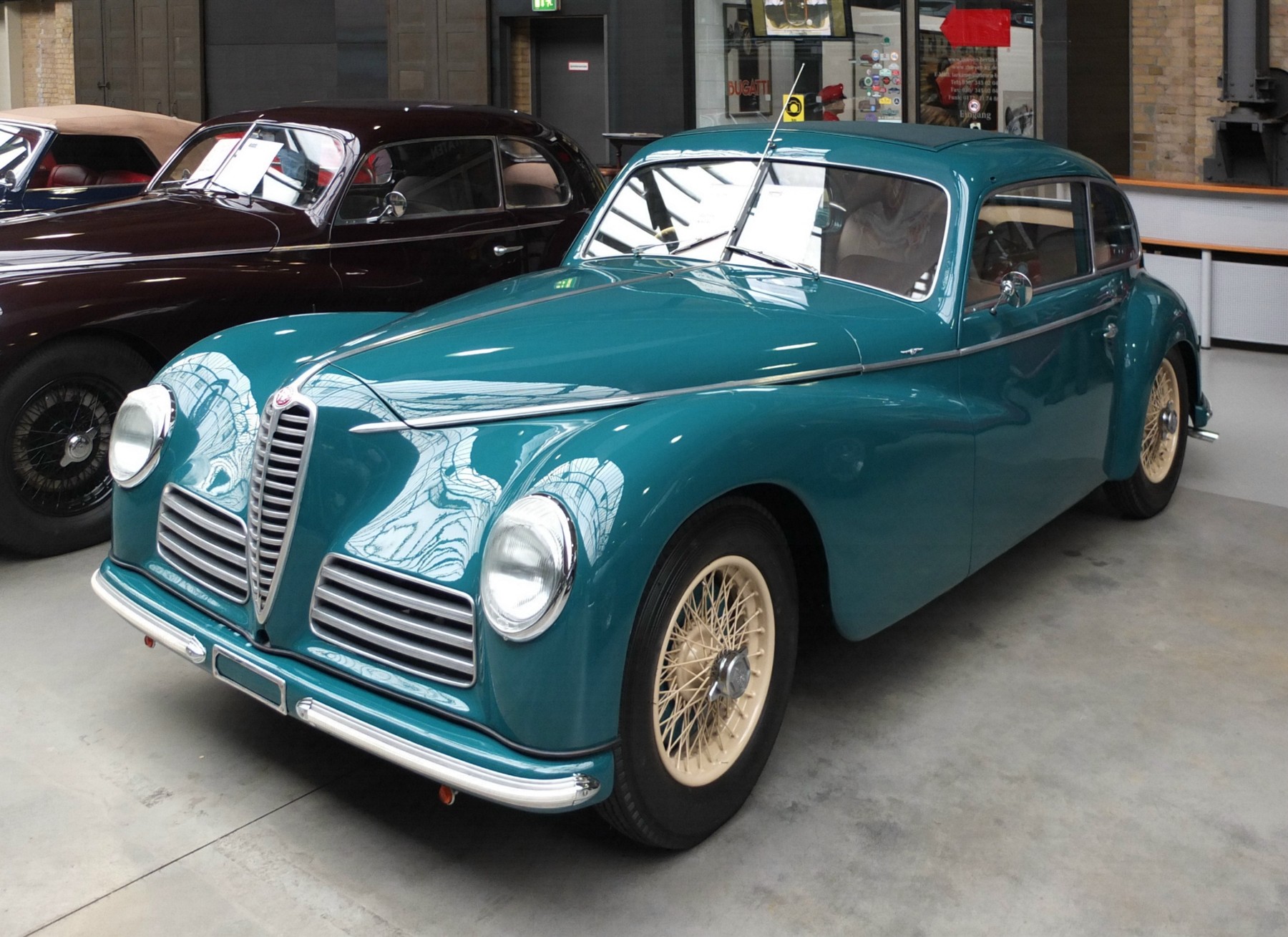 1949 Alfa Romeo 6C 2500 Sport Freccia d’Oro at Classic Remise Berlin in 2017; a later example of the model introduced in the post-war period.