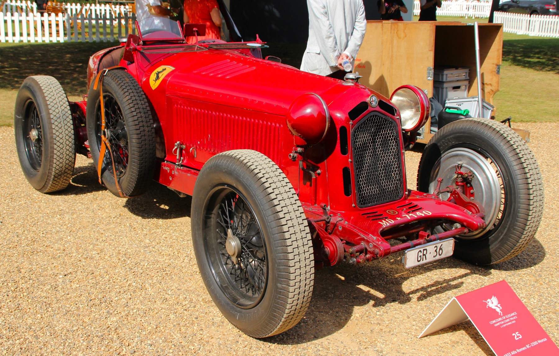 1933 Alfa Romeo 8C 2300 Monza at Hampton Court in 2023; a later example of the competition configuration.