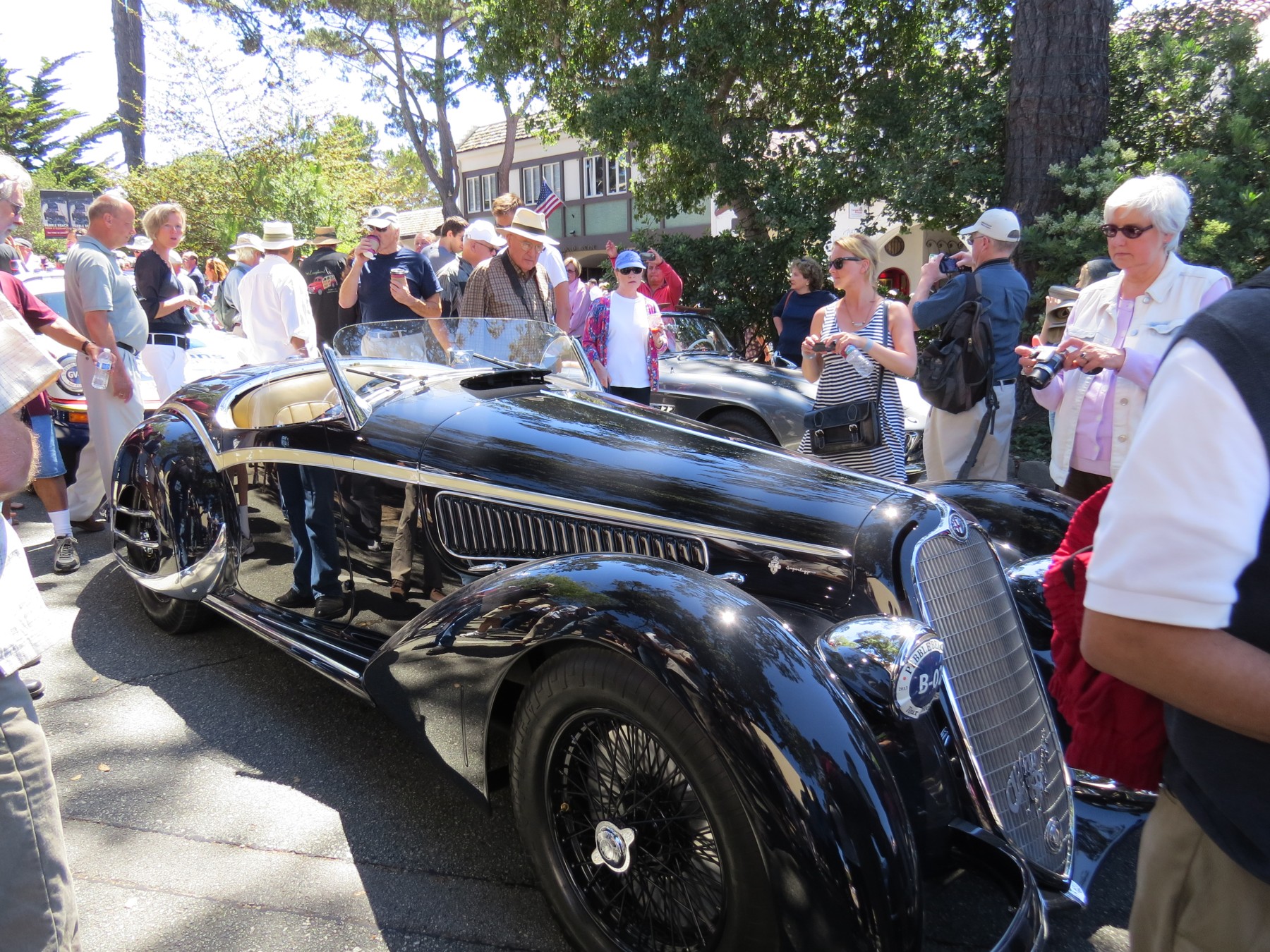 1938 Alfa Romeo 8C 2900 B Corto Touring spider on Ocean Avenue in Carmel. The source labels the event 2010, while its date field reads 2013; the event year is not asserted here.