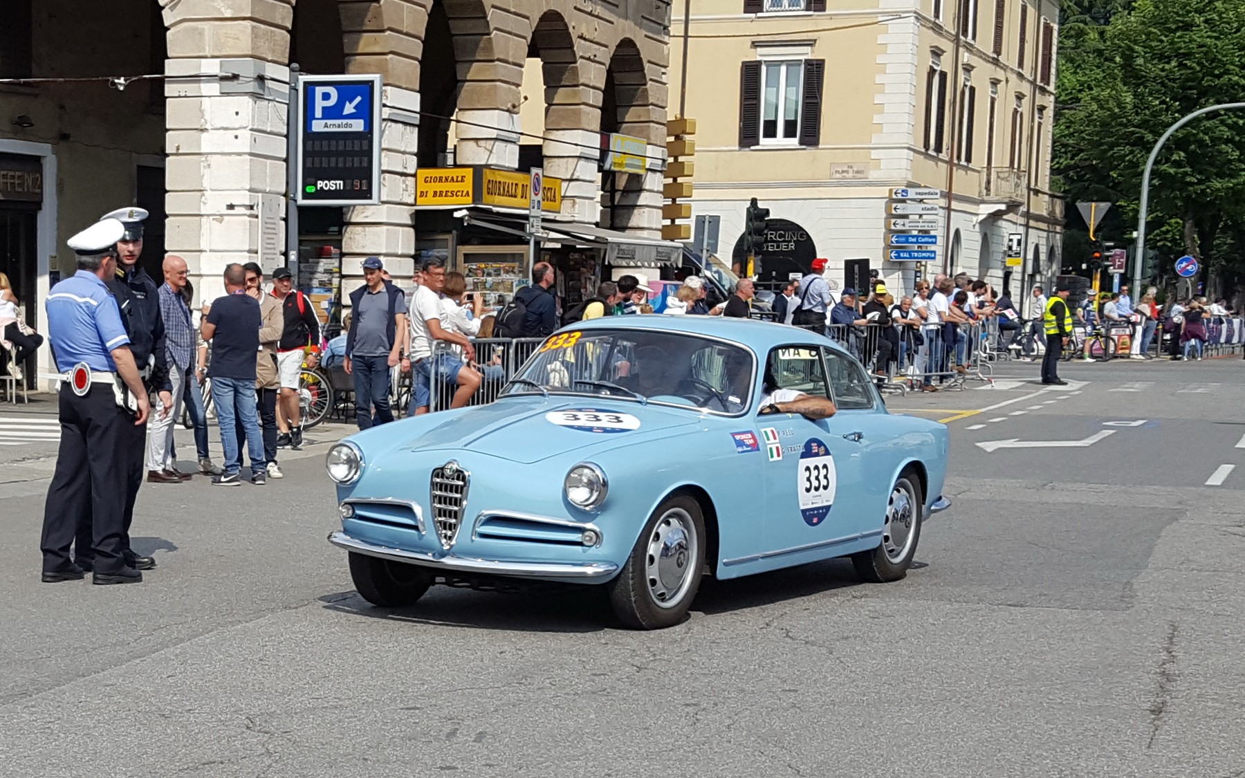 1955 Alfa Romeo Giulietta Sprint Bertone, entry 333, photographed at the 2018 Mille Miglia; first-series bodywork.