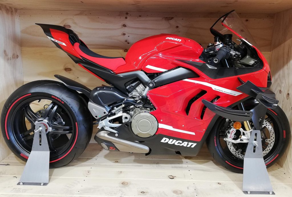 Ducati Superleggera V4 — motorcycle in its delivery container