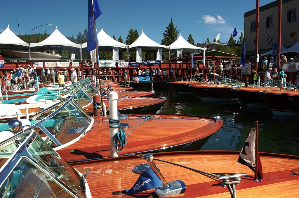 Riva Ariston — bows of several classic Riva boats, including an Ariston